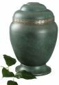Patina Urn with Copper Leaf decor