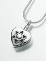 Silver Heart Star of David Pendant